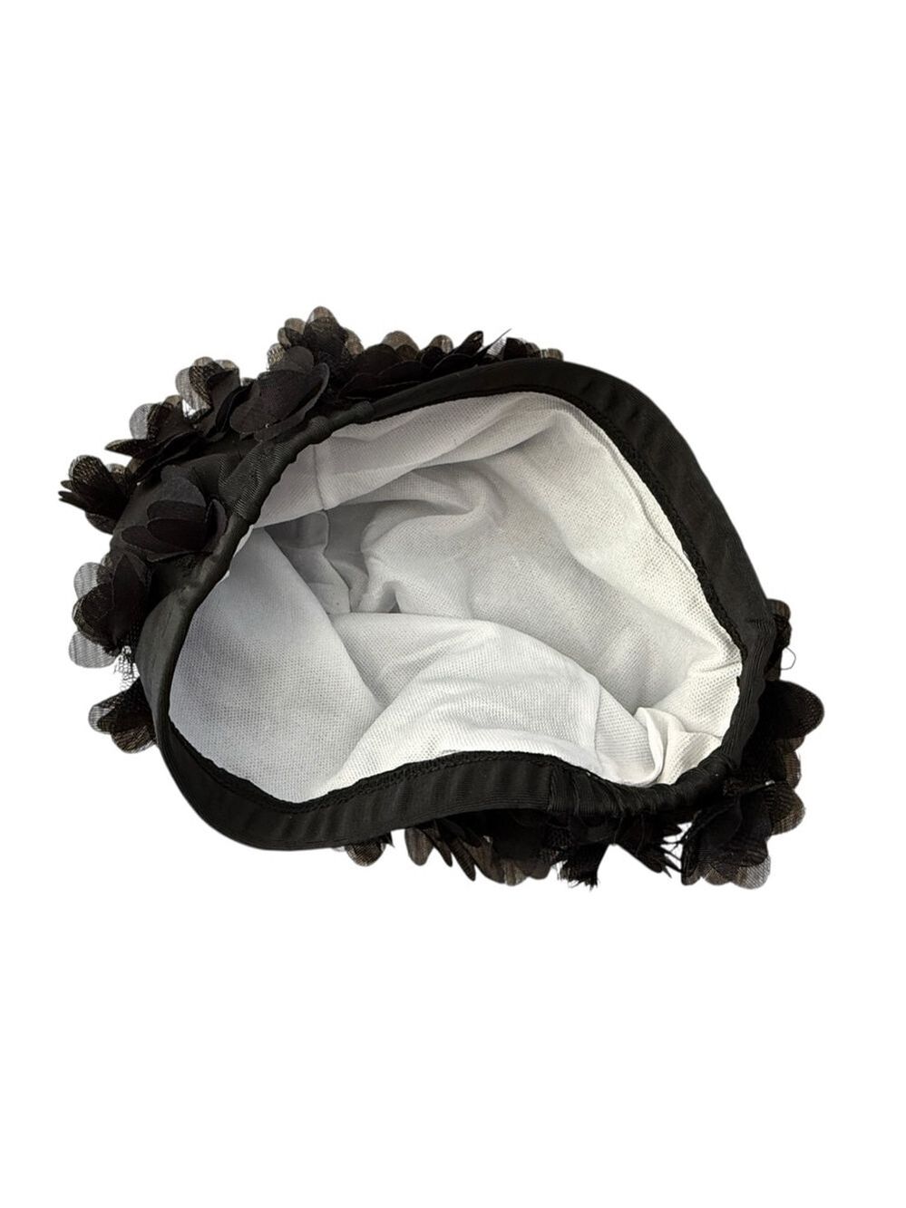 Black Floral Swim Cap 3D Flower Retro Glam - Picture 4 of 4